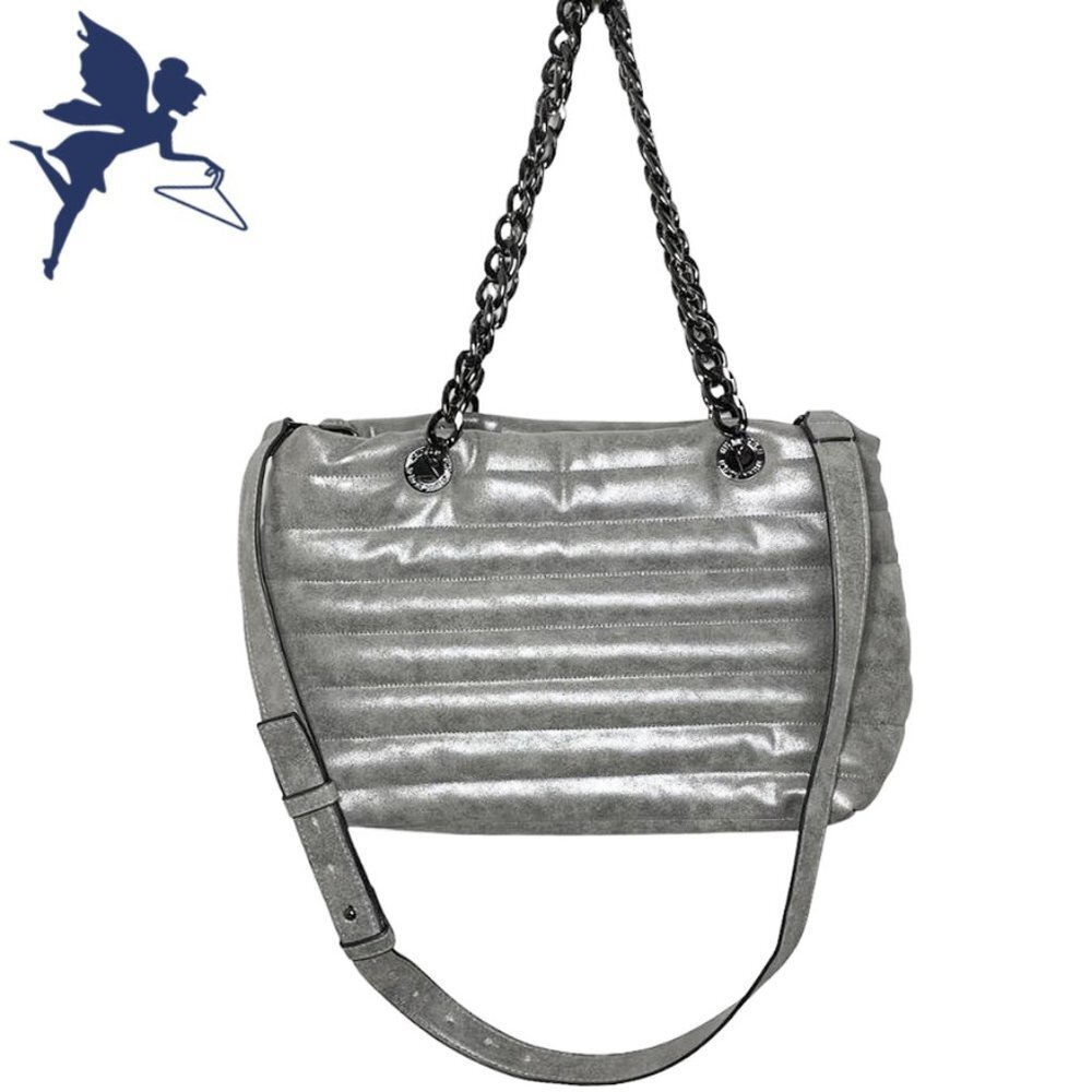 THINK ROYLN Chain Strap Horizontal Stripe Puffy Tote Bag